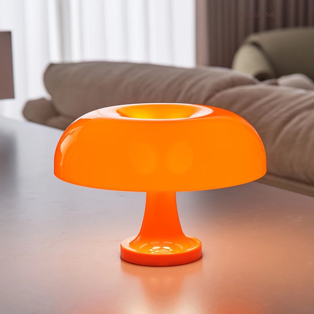 Mushroom Table Lamp | Bauhaus Style ABS Bedside Light | USB - C Dimming Desk Lamp Lamps for modern home decor in Orange color