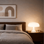 Mushroom Table Lamp | Bauhaus Style ABS Bedside Light | USB - C Dimming Desk Lamp Lamps for modern home decor in Orange color