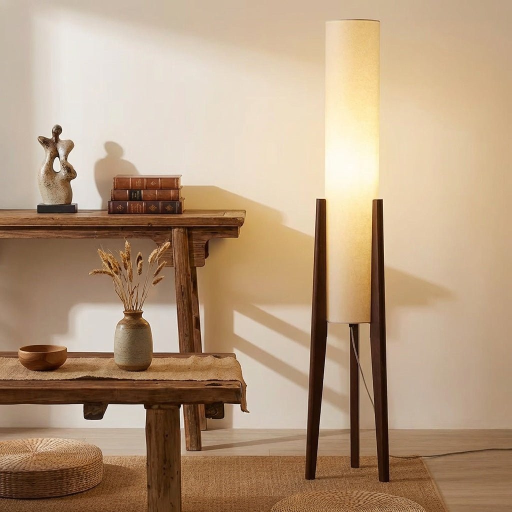 Natural Wood Floor Lamp | Nordic Style Standing Light | Tricolour Dimming Bedroom Decor Floor Lamps for modern home decor in Light Wood color