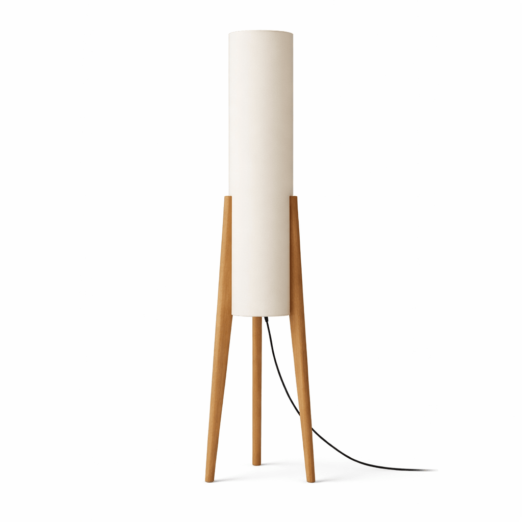 Natural Wood Floor Lamp | Nordic Style Standing Light | Tricolour Dimming Bedroom Decor Floor Lamps for modern home decor in Light Wood color