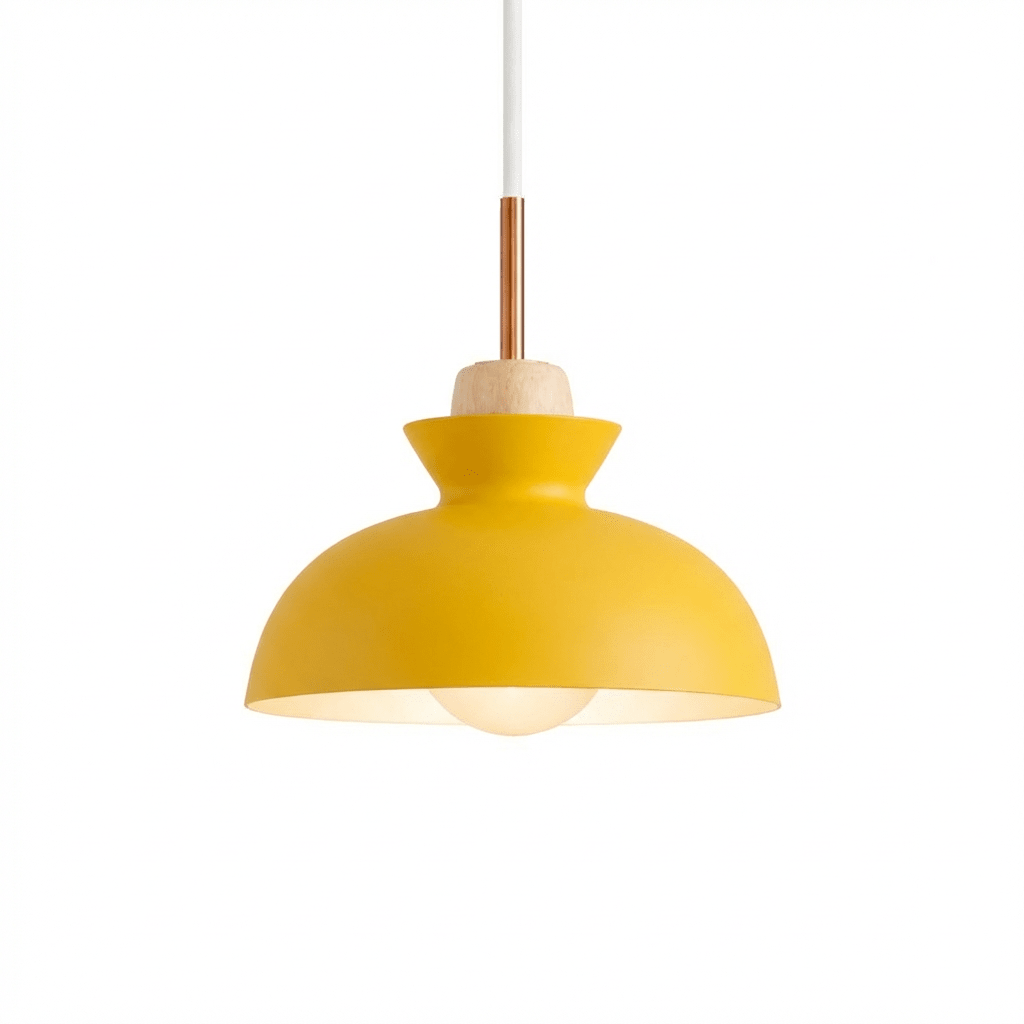 Nordic Dome Pendant Light | Adjustable Colourful Kitchen Lighting | Scandinavian Style Light Fixtures for modern home decor in Yellow color