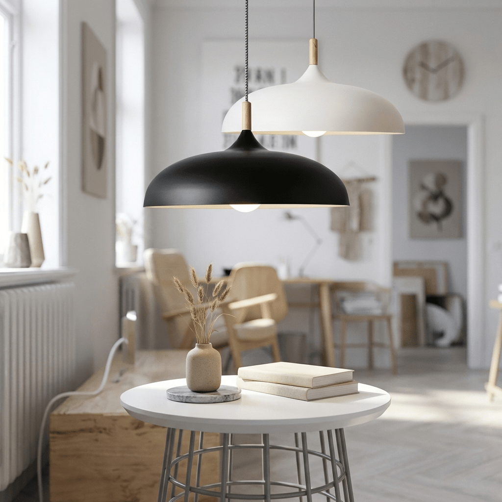 Nordic Pendant Light | Wood and Iron Scandinavian Kitchen Island Lighting Pendant Lights for modern home decor in Black color