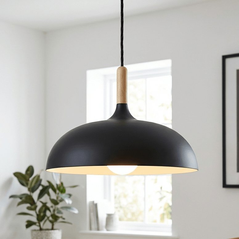 Nordic Pendant Light | Wood and Iron Scandinavian Kitchen Island Lighting Pendant Lights for modern home decor in Black color