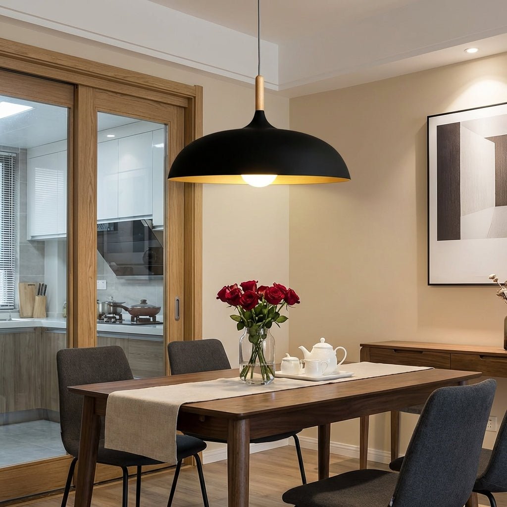 Nordic Pendant Light | Wood and Iron Scandinavian Kitchen Island Lighting Pendant Lights for modern home decor in Black color