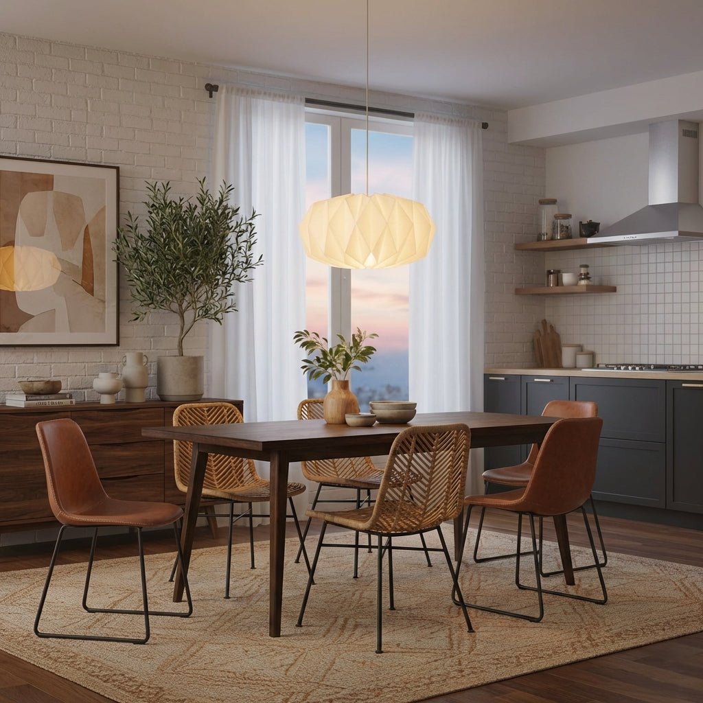 Paper Pendant Light Shade | Handcrafted Origami Design for Ceiling Lighting Light Fixtures for modern home decor in Pumpkin color