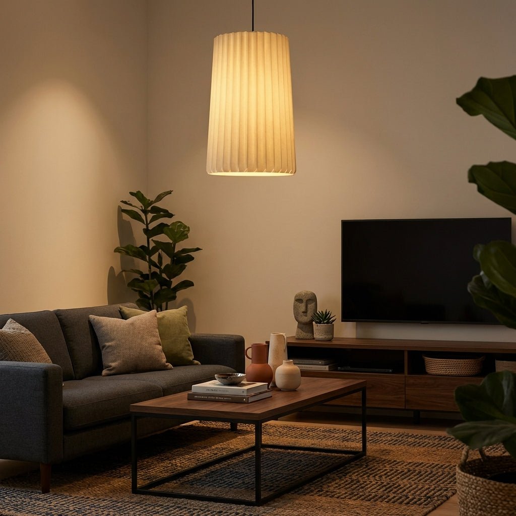 Paper Pendant Light Shade | Handcrafted Origami Design for Ceiling Lighting Light Fixtures for modern home decor in Pumpkin color