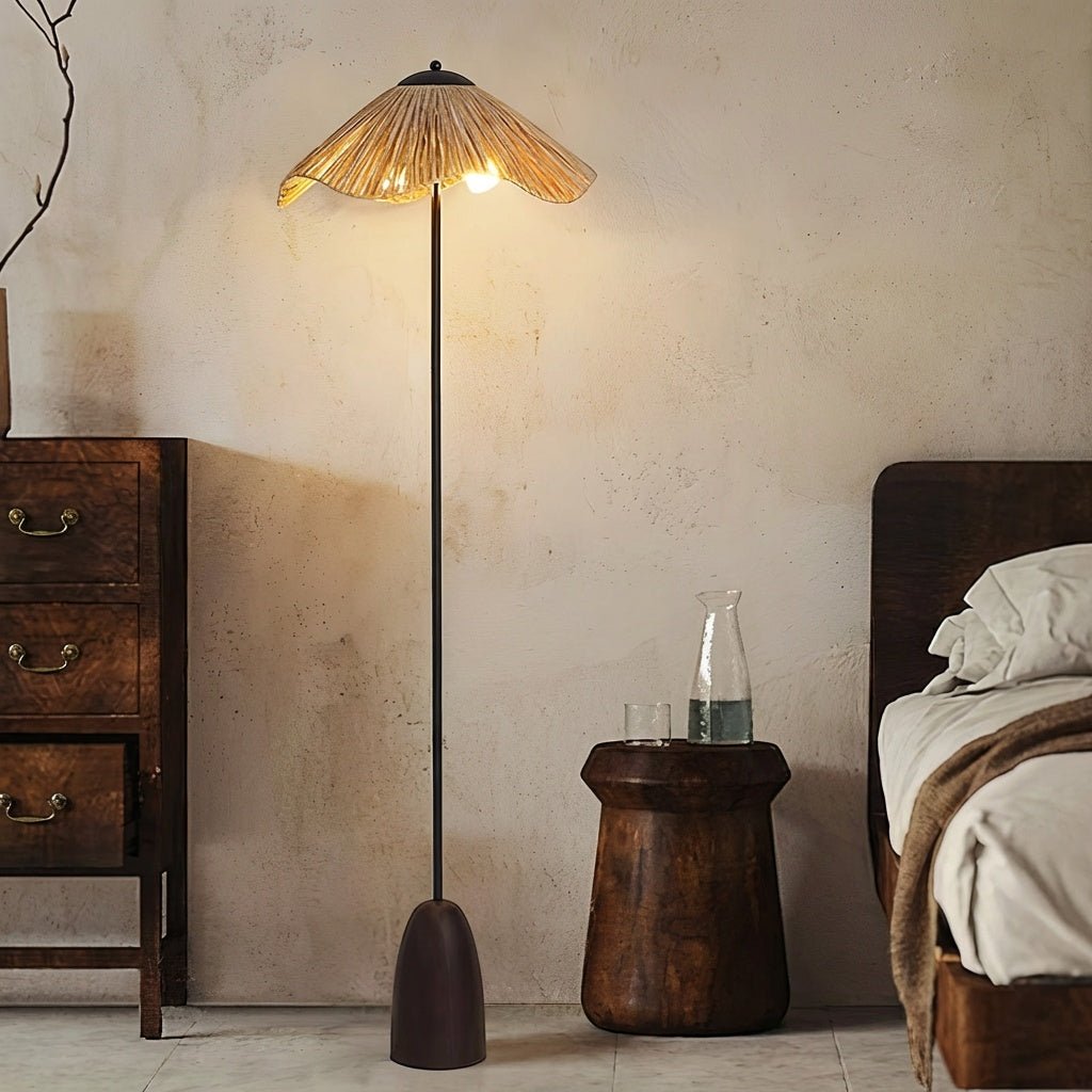 Rattan Floor Lamp | Hand - Woven Raffia Shade with Solid Wood Base for Living Room Floor Lamps for modern home decor in Default color