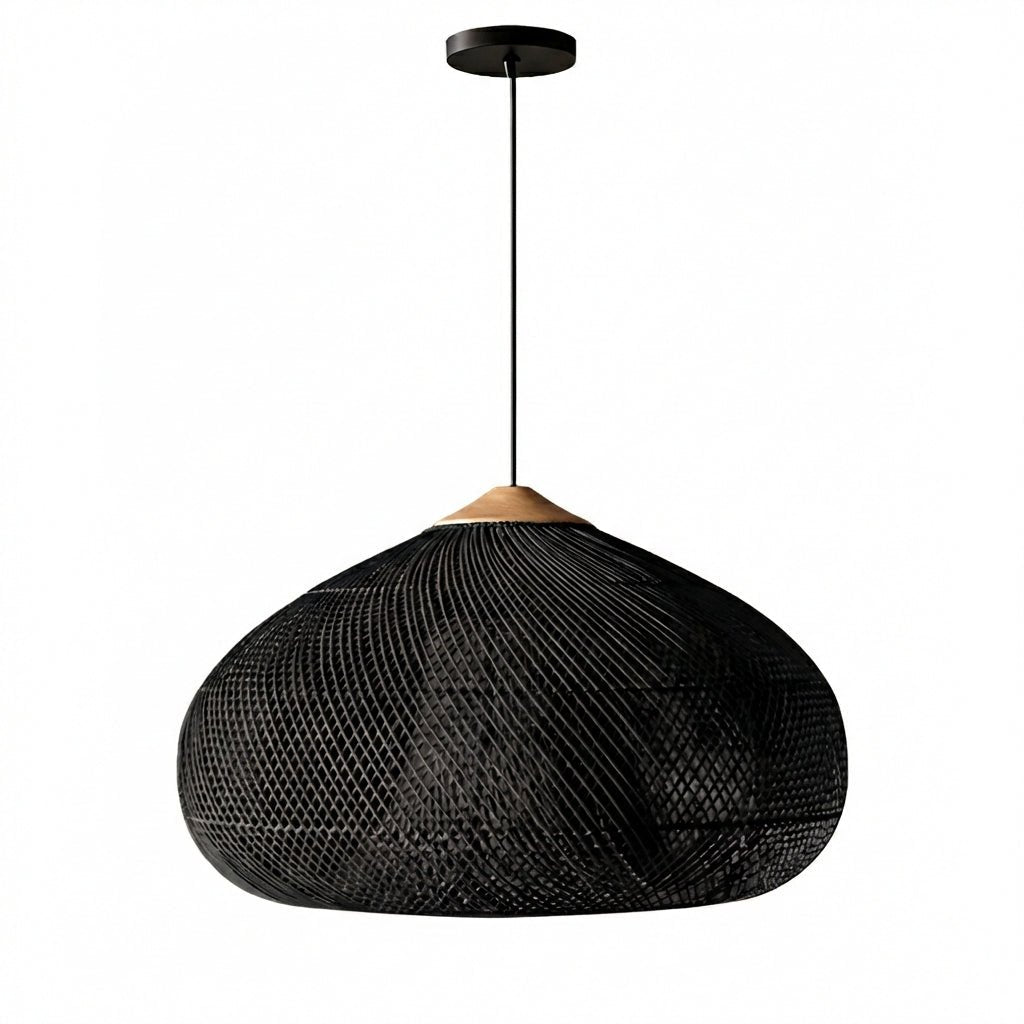 Rattan Pendant Light | Handmade Eco - Friendly Bohemian Ceiling Fixture Pendant Lights for modern home decor in Black color