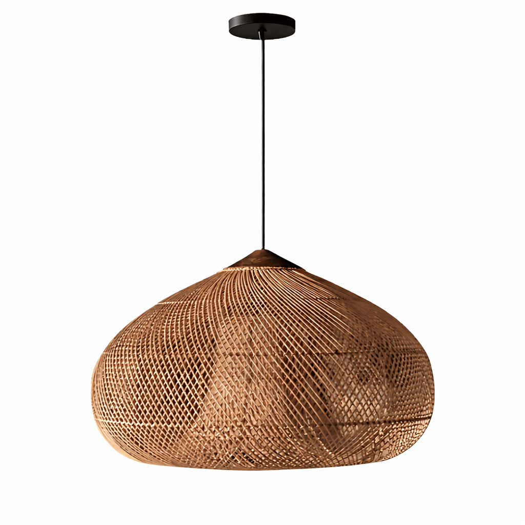 Rattan Pendant Light | Handmade Eco - Friendly Bohemian Ceiling Fixture Pendant Lights for modern home decor in Dark Walnut color