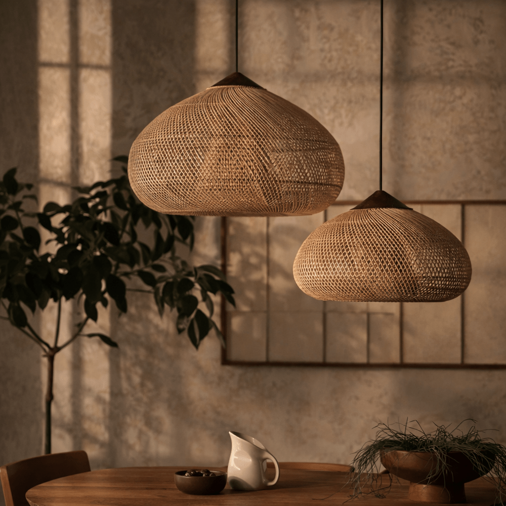 Rattan Pendant Light | Handmade Eco - Friendly Bohemian Ceiling Fixture Pendant Lights for modern home decor in Natural color