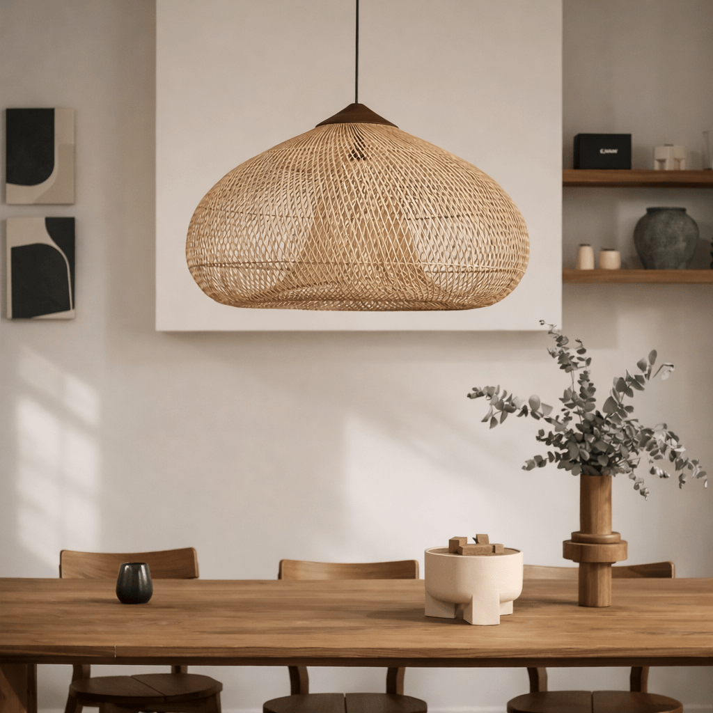 Rattan Pendant Light | Handmade Eco - Friendly Bohemian Ceiling Fixture Pendant Lights for modern home decor in Natural color