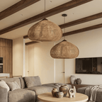 Rattan Pendant Light | Handmade Eco - Friendly Bohemian Ceiling Fixture Pendant Lights for modern home decor in Natural color