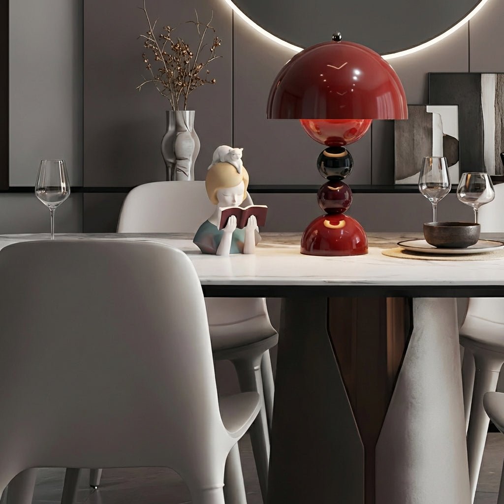 Rechargeable Table Lamp | Nordic Minimalist Acrylic Bedside Lamp with USB Charging Lamps for modern home decor in Red color