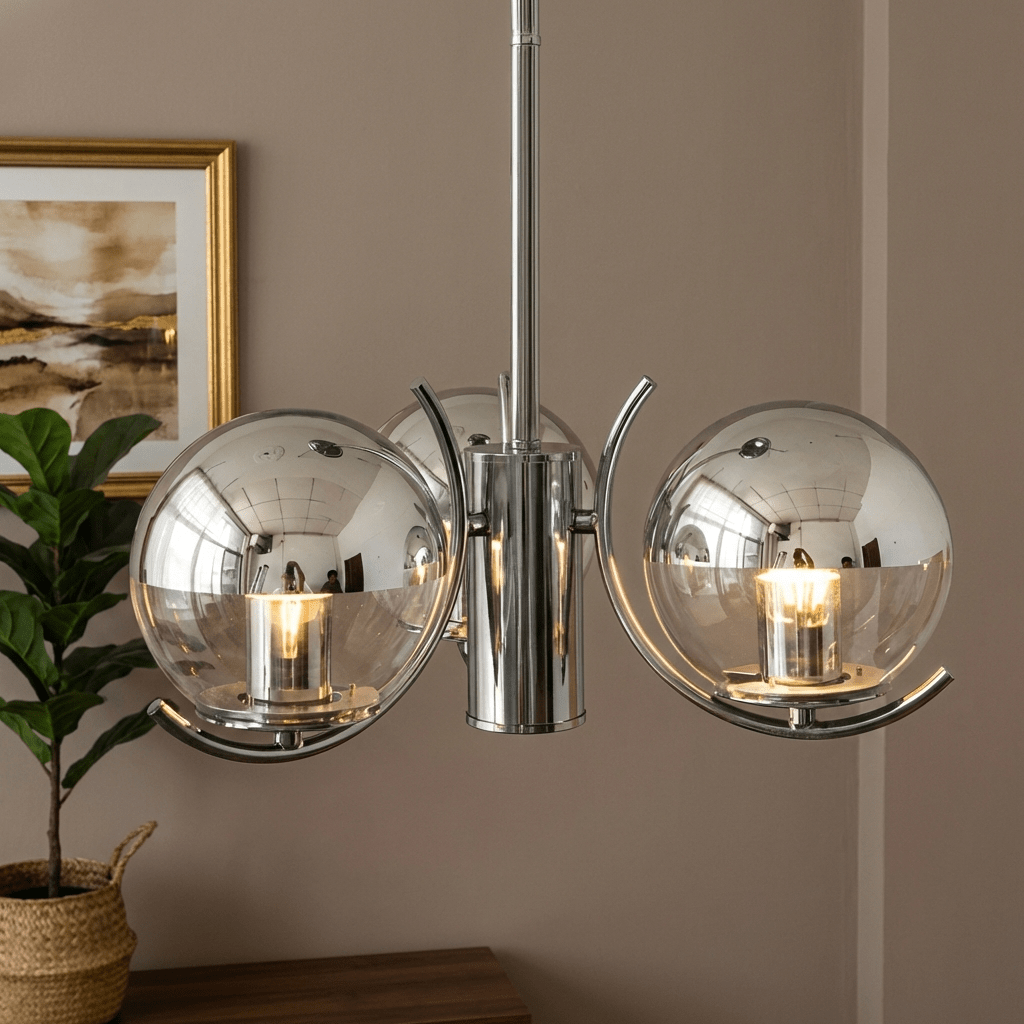 Retro Glass Chandelier | Wrought Iron and Glass Vintage Ceiling Lighting Fixture Chandeliers for modern home decor in 3 Head color