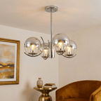 Retro Glass Chandelier | Wrought Iron and Glass Vintage Ceiling Lighting Fixture Chandeliers for modern home decor in 3 Head color