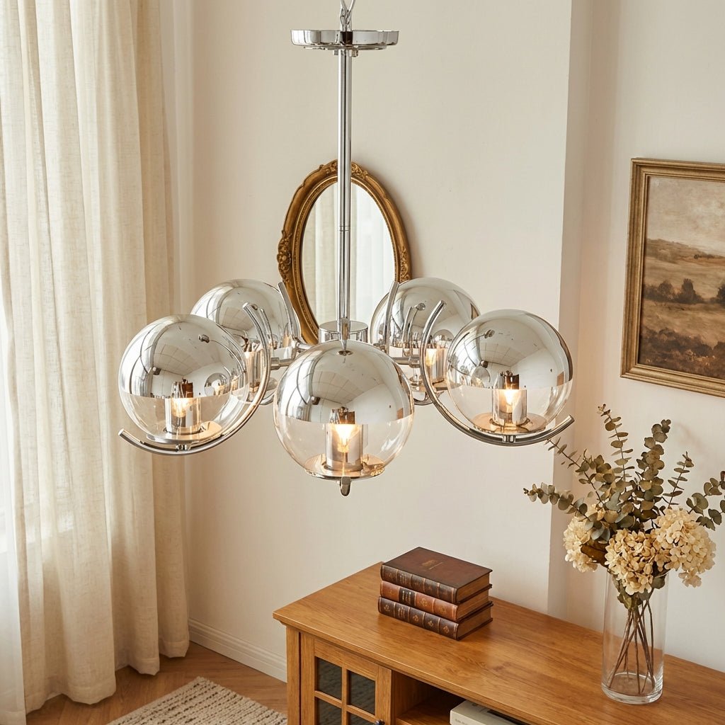 Retro Glass Chandelier | Wrought Iron and Glass Vintage Ceiling Lighting Fixture Chandeliers for modern home decor in 3 Head color