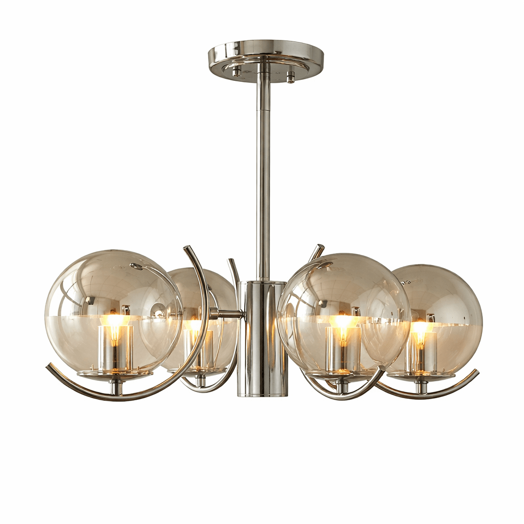 Retro Glass Chandelier | Wrought Iron and Glass Vintage Ceiling Lighting Fixture Chandeliers for modern home decor in 4 Head color