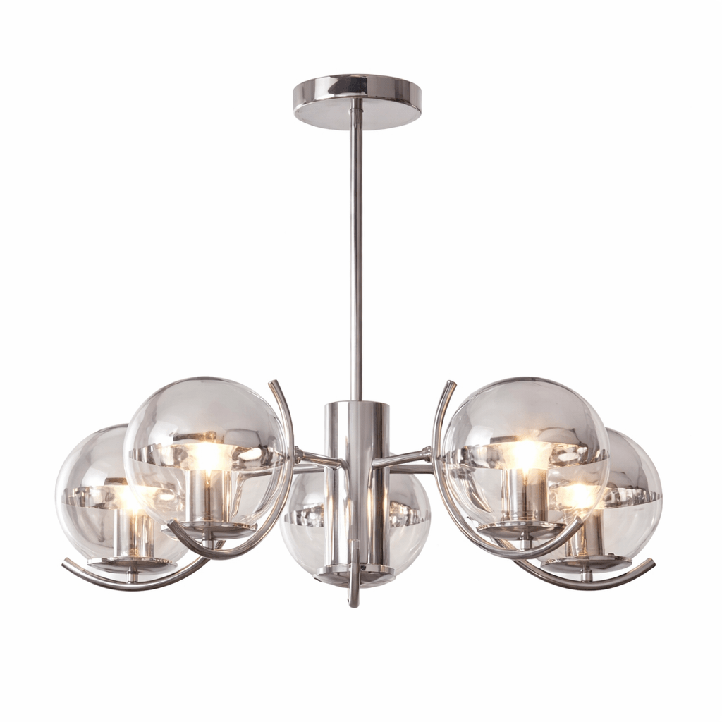 Retro Glass Chandelier | Wrought Iron and Glass Vintage Ceiling Lighting Fixture Chandeliers for modern home decor in 5 Head color