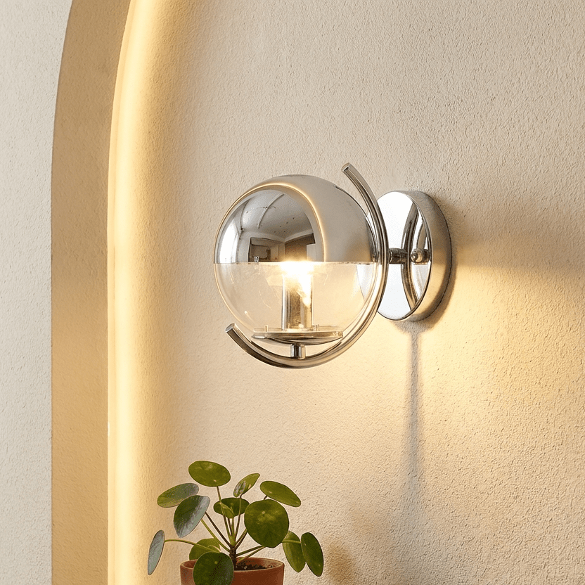 Retro Glass Chandelier | Wrought Iron and Glass Vintage Ceiling Lighting Fixture Chandeliers for modern home decor in Single Head (Wall lamp) color