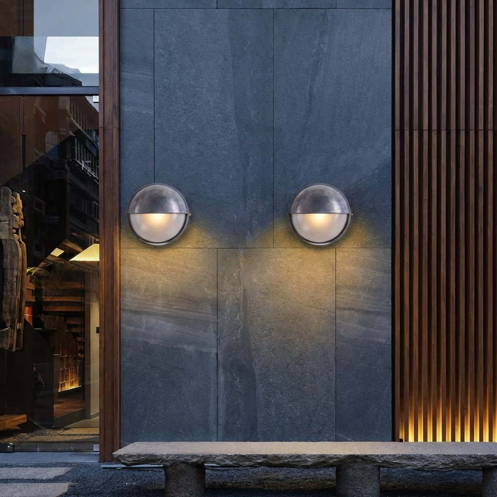 Retro Industrial Outdoor Wall Light | IP65 Waterproof Metal Glass Exterior Lamp Outdoor Lighting for modern home decor in Silver color