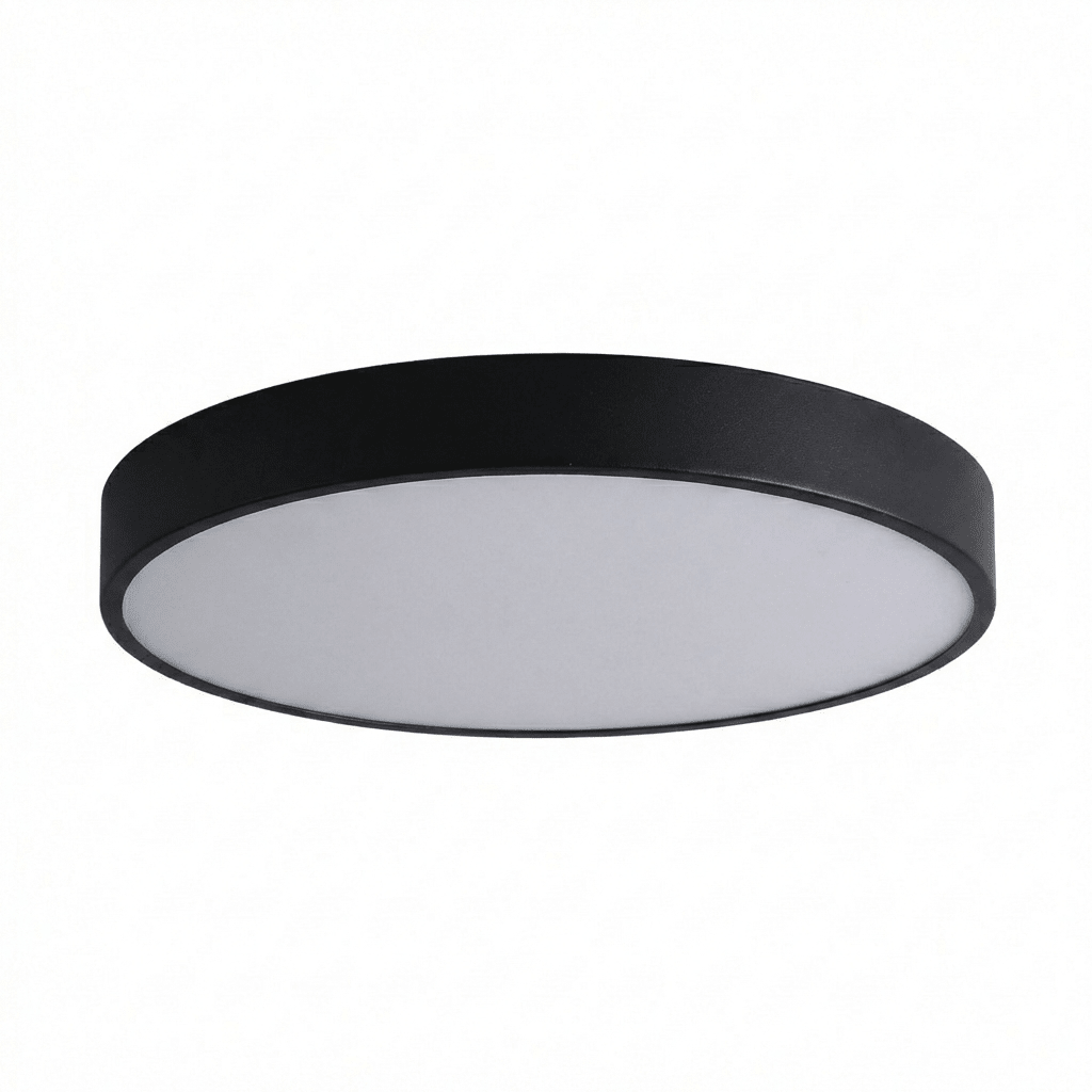 Round LED Flush Mount Ceiling Light | Ultra - Slim Iron Body with Acrylic Shade Ceiling Lights for modern home decor in Black color