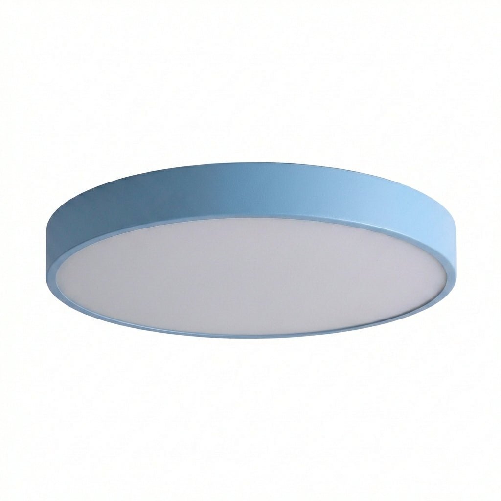 Round LED Flush Mount Ceiling Light | Ultra - Slim Iron Body with Acrylic Shade Ceiling Lights for modern home decor in Blue color