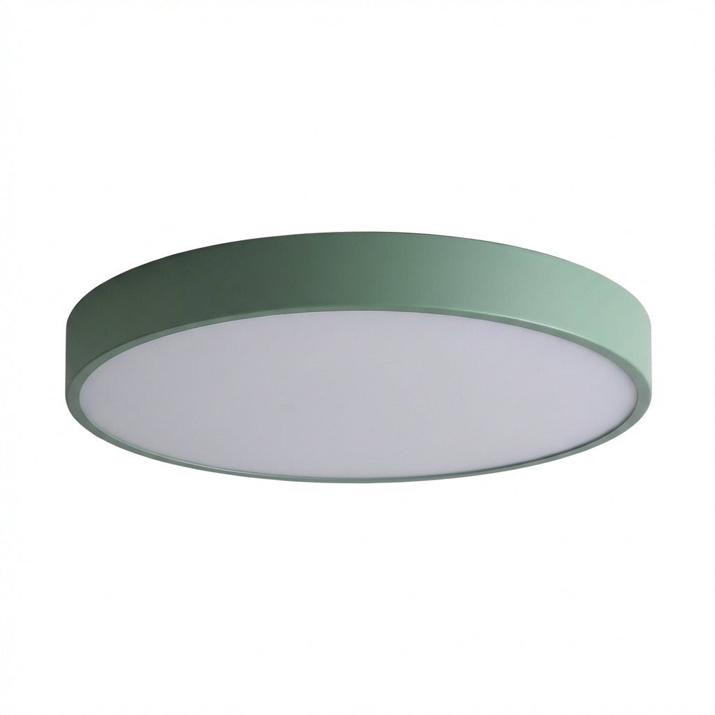 Round LED Flush Mount Ceiling Light | Ultra - Slim Iron Body with Acrylic Shade Ceiling Lights for modern home decor in Green color
