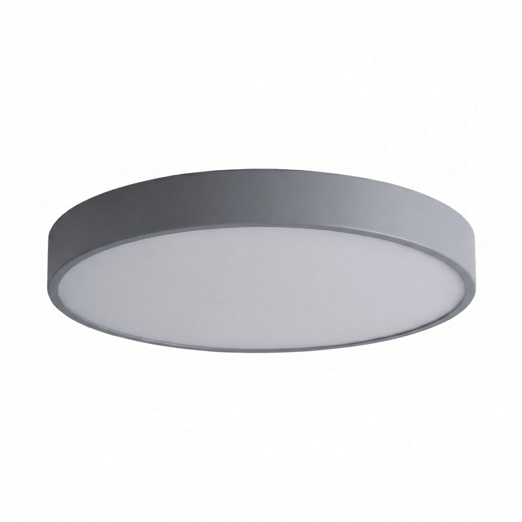 Round LED Flush Mount Ceiling Light | Ultra - Slim Iron Body with Acrylic Shade Ceiling Lights for modern home decor in Grey color