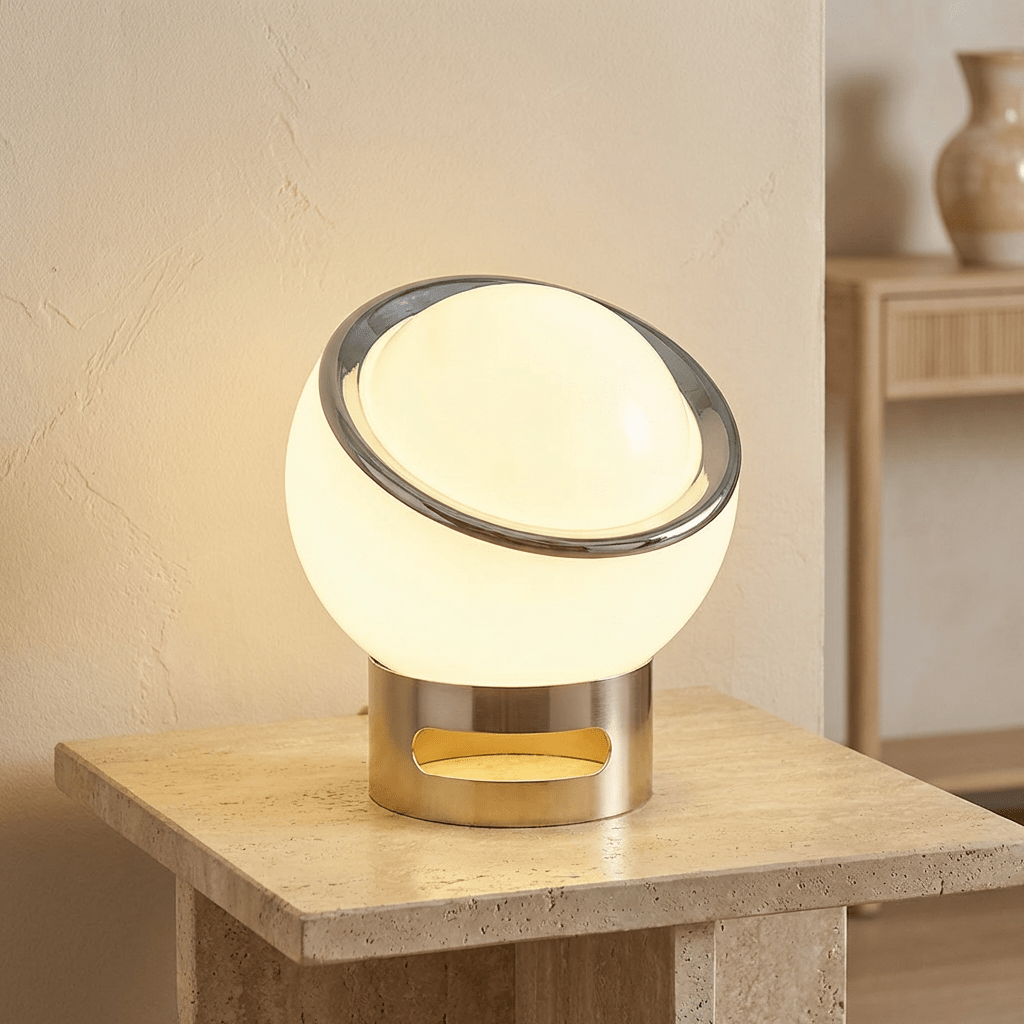 Table Lamp | Opal Glass LED Table Lamp with Stainless Steel Base for Bedroom and Living Room Lamps for modern home decor in Red color