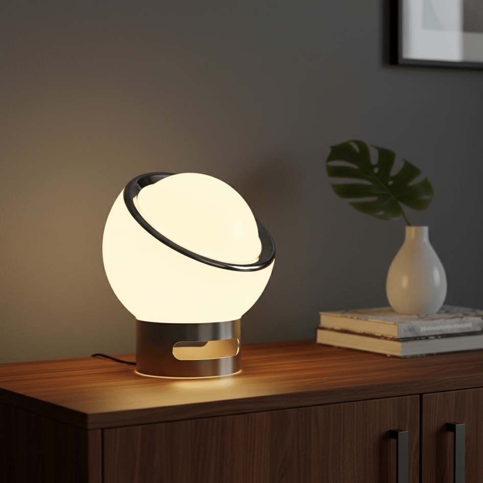 Table Lamp | Opal Glass LED Table Lamp with Stainless Steel Base for Bedroom and Living Room Lamps for modern home decor in Red color