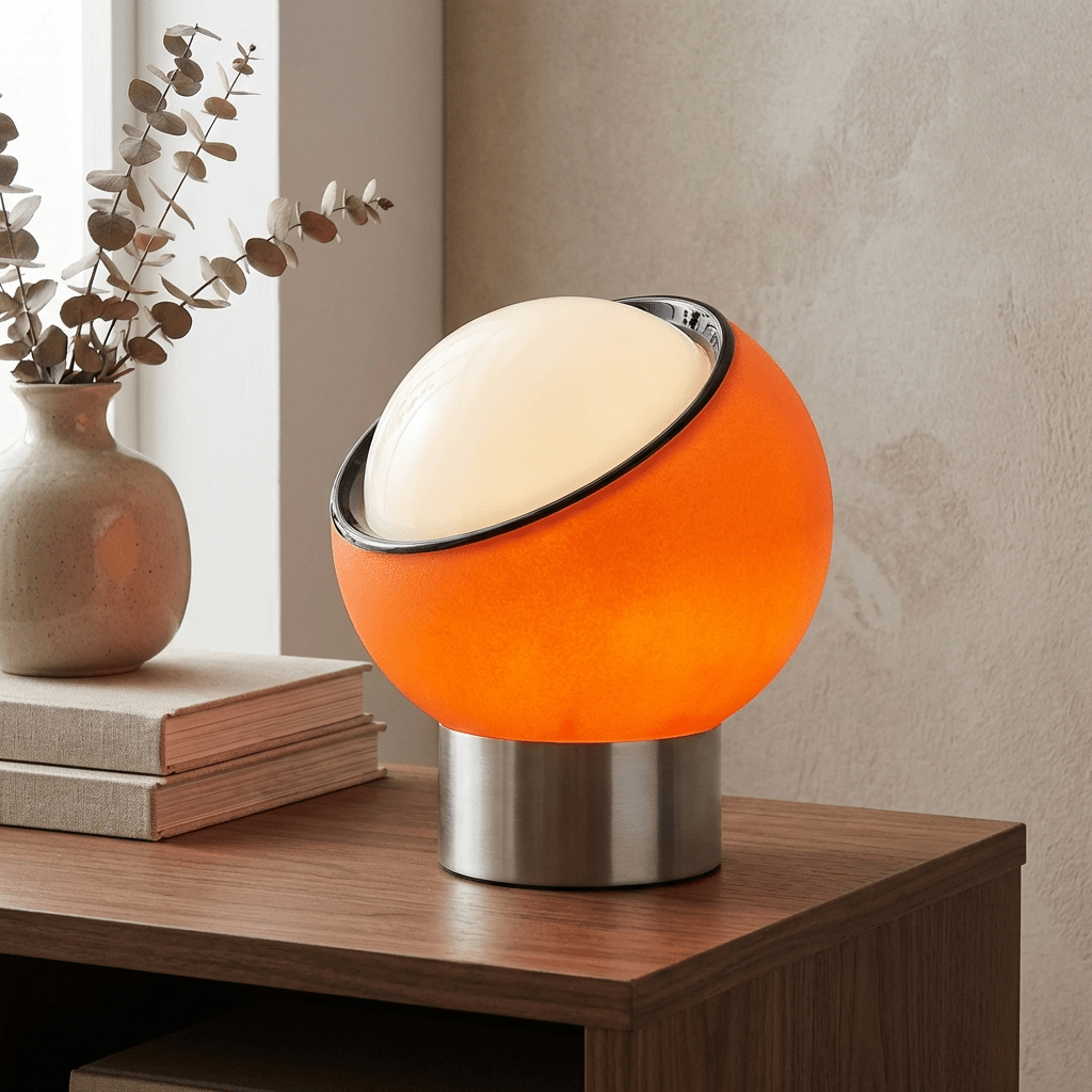 Table Lamp | Opal Glass LED Table Lamp with Stainless Steel Base for Bedroom and Living Room Lamps for modern home decor in Red color