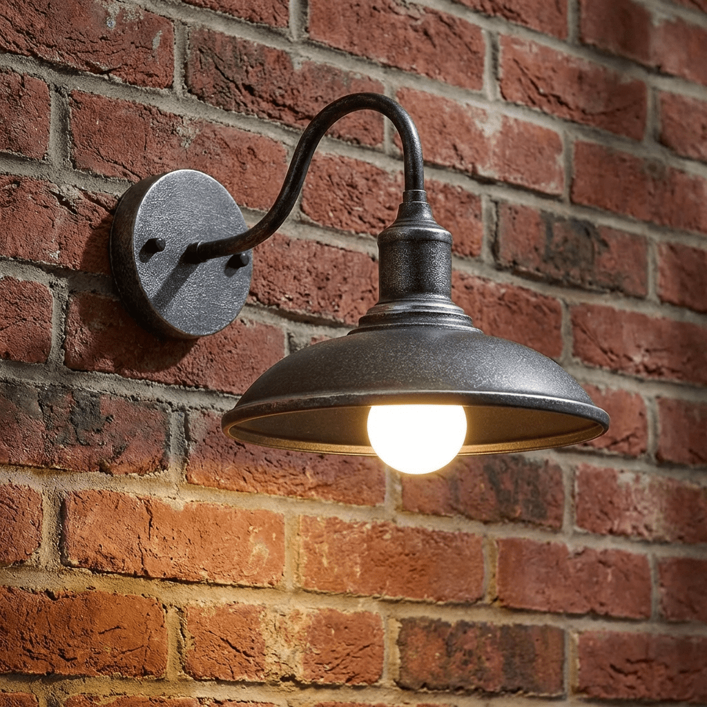 Timeless Outdoor Wall Lantern | Industrial Gooseneck Iron LED Wall Sconce with Bowl Shade Outdoor Lighting for modern home decor in Antique Silver color