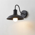 Timeless Outdoor Wall Lantern | Industrial Gooseneck Iron LED Wall Sconce with Bowl Shade Outdoor Lighting for modern home decor in Antique Silver color