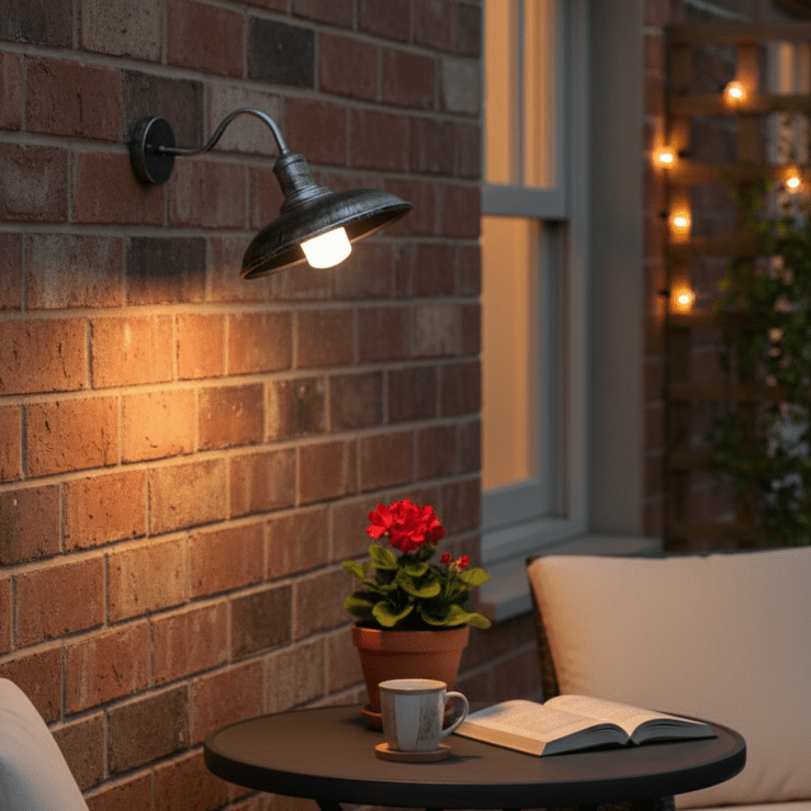 Timeless Outdoor Wall Lantern | Industrial Gooseneck Iron LED Wall Sconce with Bowl Shade Outdoor Lighting for modern home decor in Antique Silver color