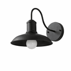 Timeless Outdoor Wall Lantern | Industrial Gooseneck Iron LED Wall Sconce with Bowl Shade Outdoor Lighting for modern home decor in Black color