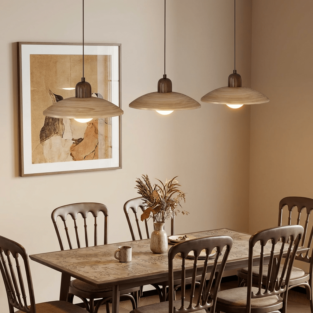 Wabi - Sabi Walnut Pendant Light | Minimalist Iron & Wood Finish | Japanese Indoor Decor Pendant Lights for modern home decor in Dark color