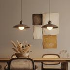 Wabi - Sabi Walnut Pendant Light | Minimalist Iron & Wood Finish | Japanese Indoor Decor Pendant Lights for modern home decor in Dark color
