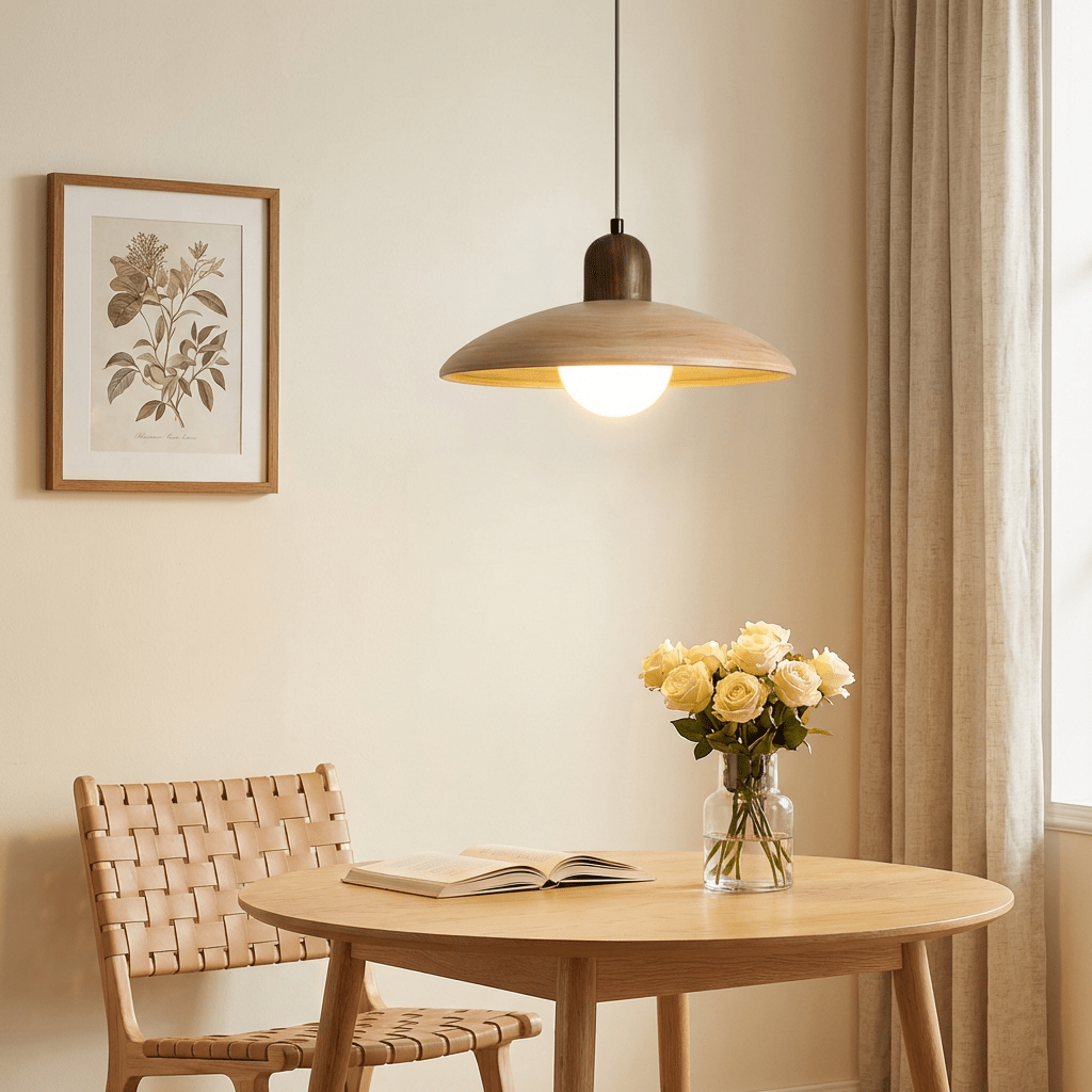 Wabi - Sabi Walnut Pendant Light | Minimalist Iron & Wood Finish | Japanese Indoor Decor Pendant Lights for modern home decor in Dark color