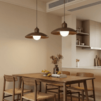 Wabi - Sabi Walnut Pendant Light | Minimalist Iron & Wood Finish | Japanese Indoor Decor Pendant Lights for modern home decor in Dark color