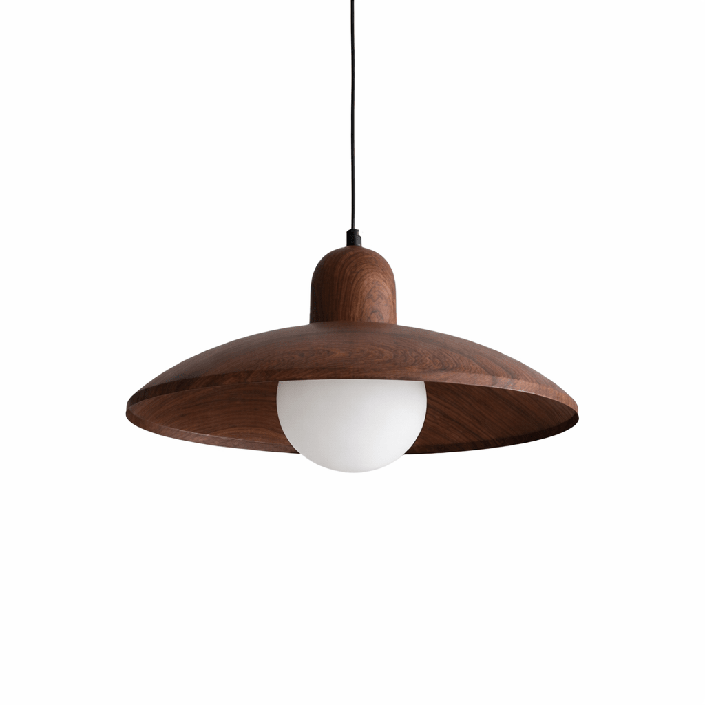 Wabi - Sabi Walnut Pendant Light | Minimalist Iron & Wood Finish | Japanese Indoor Decor Pendant Lights for modern home decor in Dark color