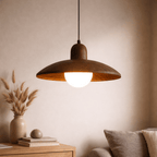 Wabi - Sabi Walnut Pendant Light | Minimalist Iron & Wood Finish | Japanese Indoor Decor Pendant Lights for modern home decor in Dark color
