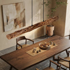 Wabi - Sabi Wooden LED Chandelier | Rustic Minimalist Dining Room Pendant Light Chandeliers for modern home decor in 80cm color