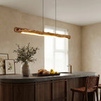 Wabi - Sabi Wooden LED Chandelier | Rustic Minimalist Dining Room Pendant Light Chandeliers for modern home decor in 80cm color