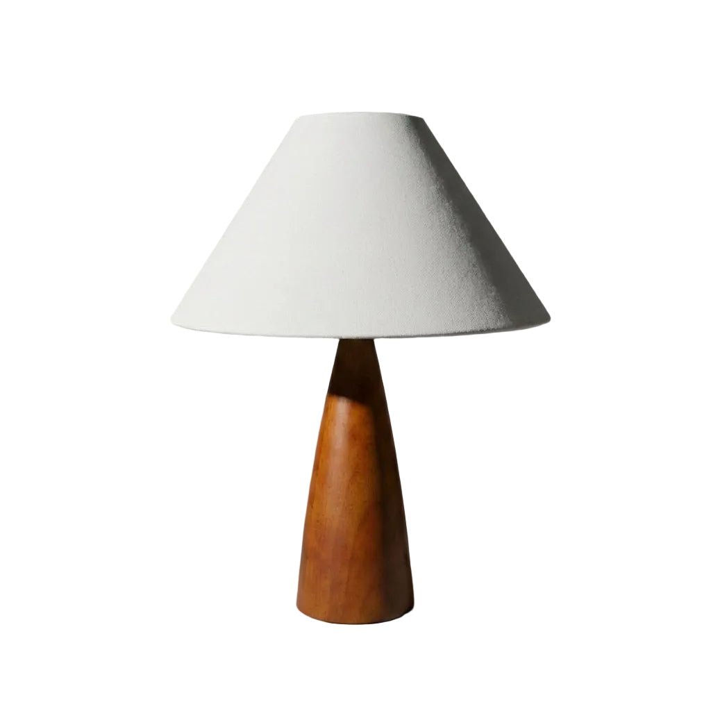 Wood Table Lamp | Retro Solid Wood Base with Fabric Shade Lamps for modern home decor in Beige color